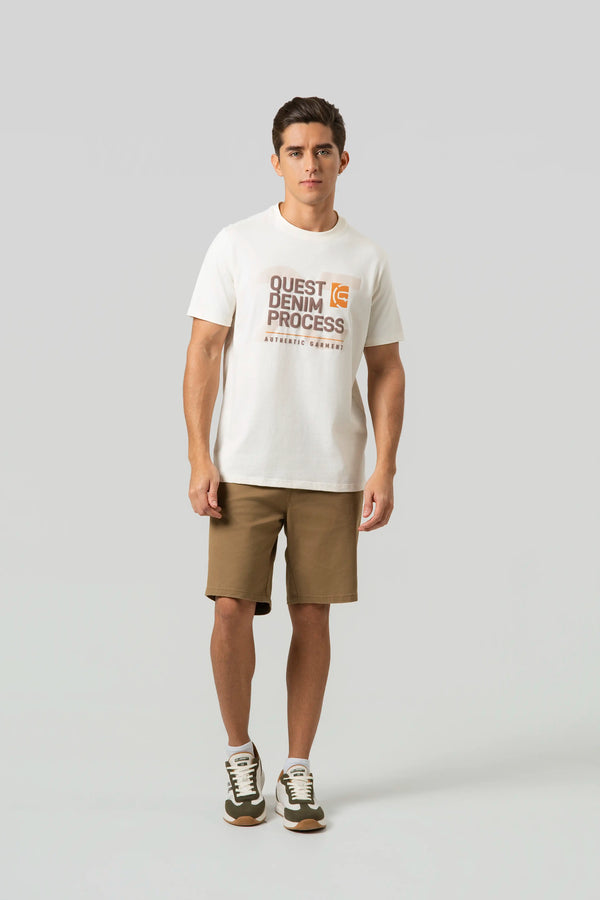 CAMISETA ESPECIAL ESTAMPADO LOCALIZADO COLOR IVORY