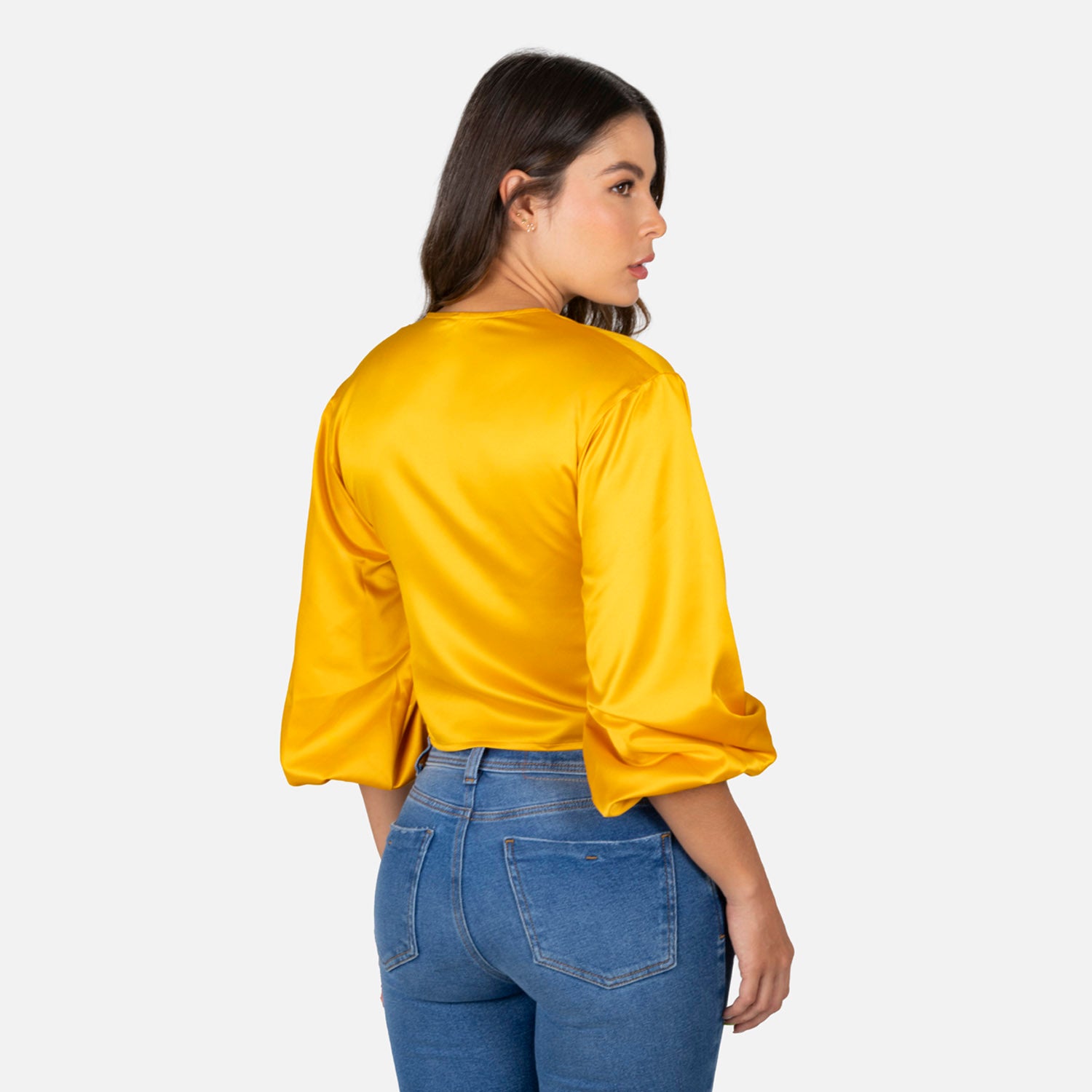 BLUSA MANGA 3/4 COLOR AMARILLO ORO