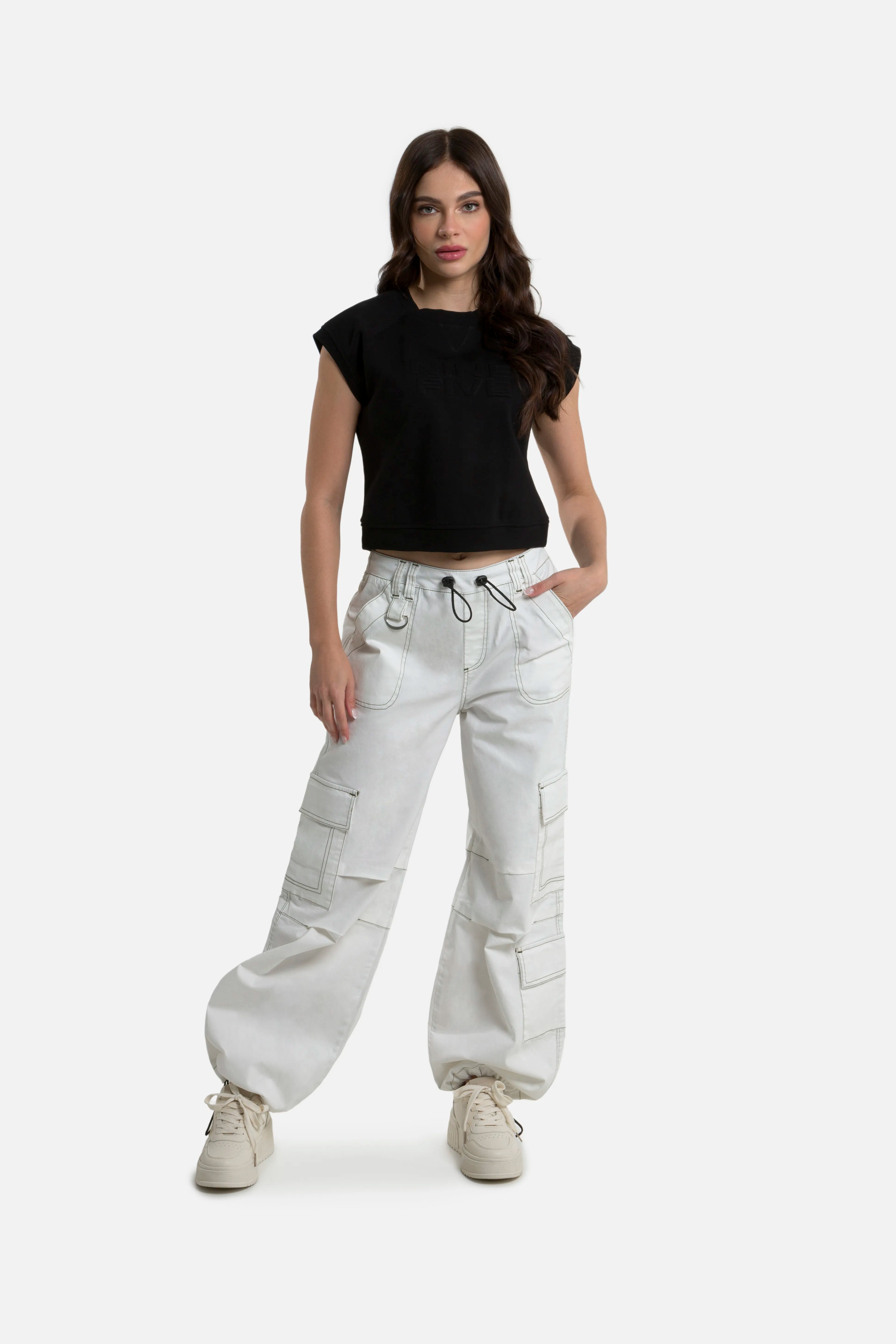 PANTALON CARGO COLOR IVORY