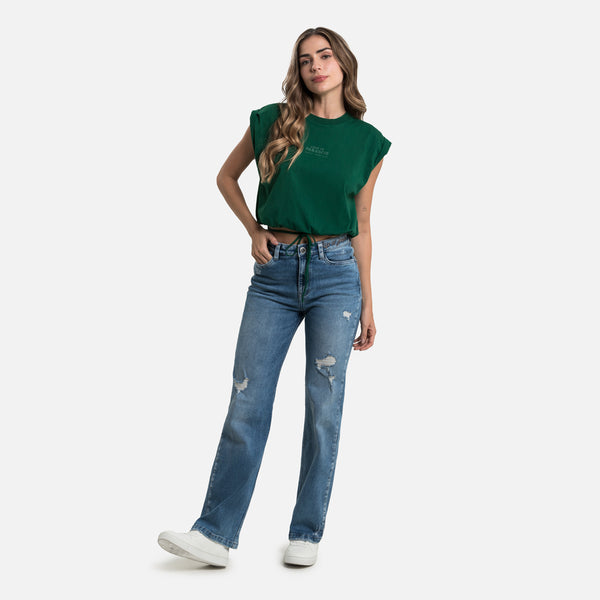 JEAN 5 BOLSILLOS COLOR AZUL MEDIO