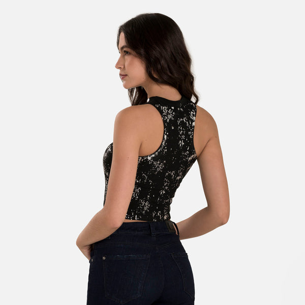 CAMISETA MANGA SISA COLOR NEGRO