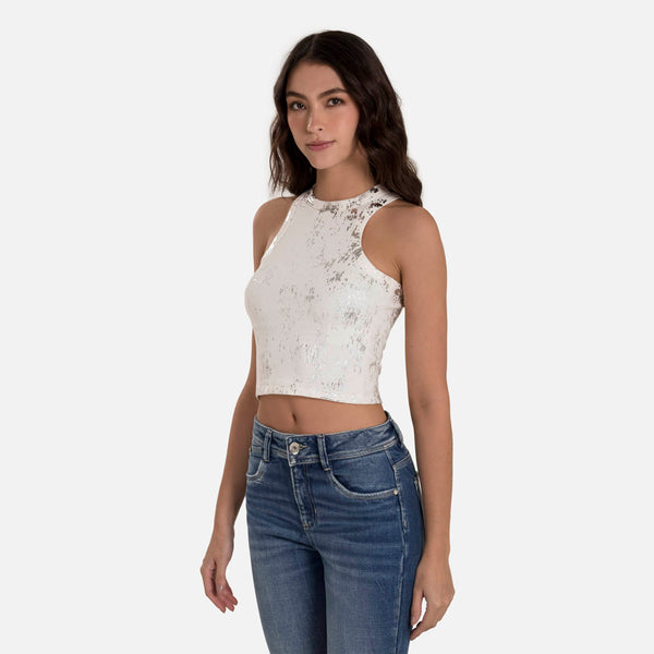 CAMISETA MANGA SISA COLOR IVORY