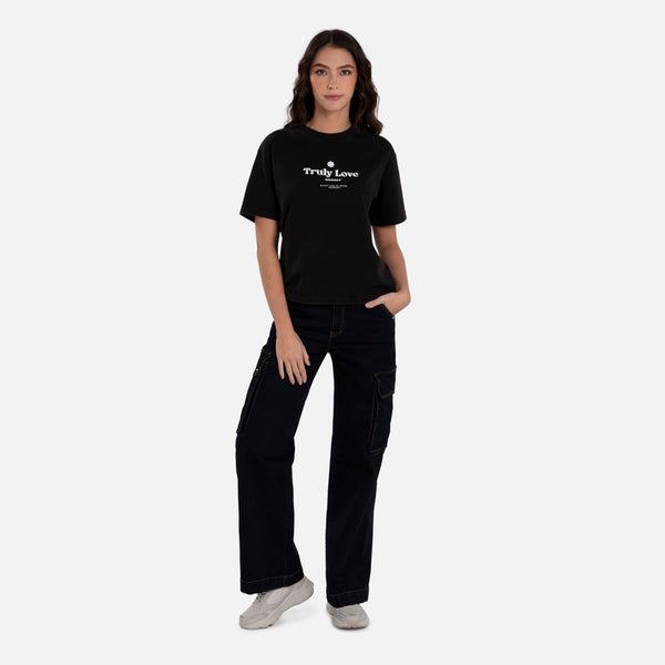 CAMISETA MANGA CORTA COLOR NEGRO