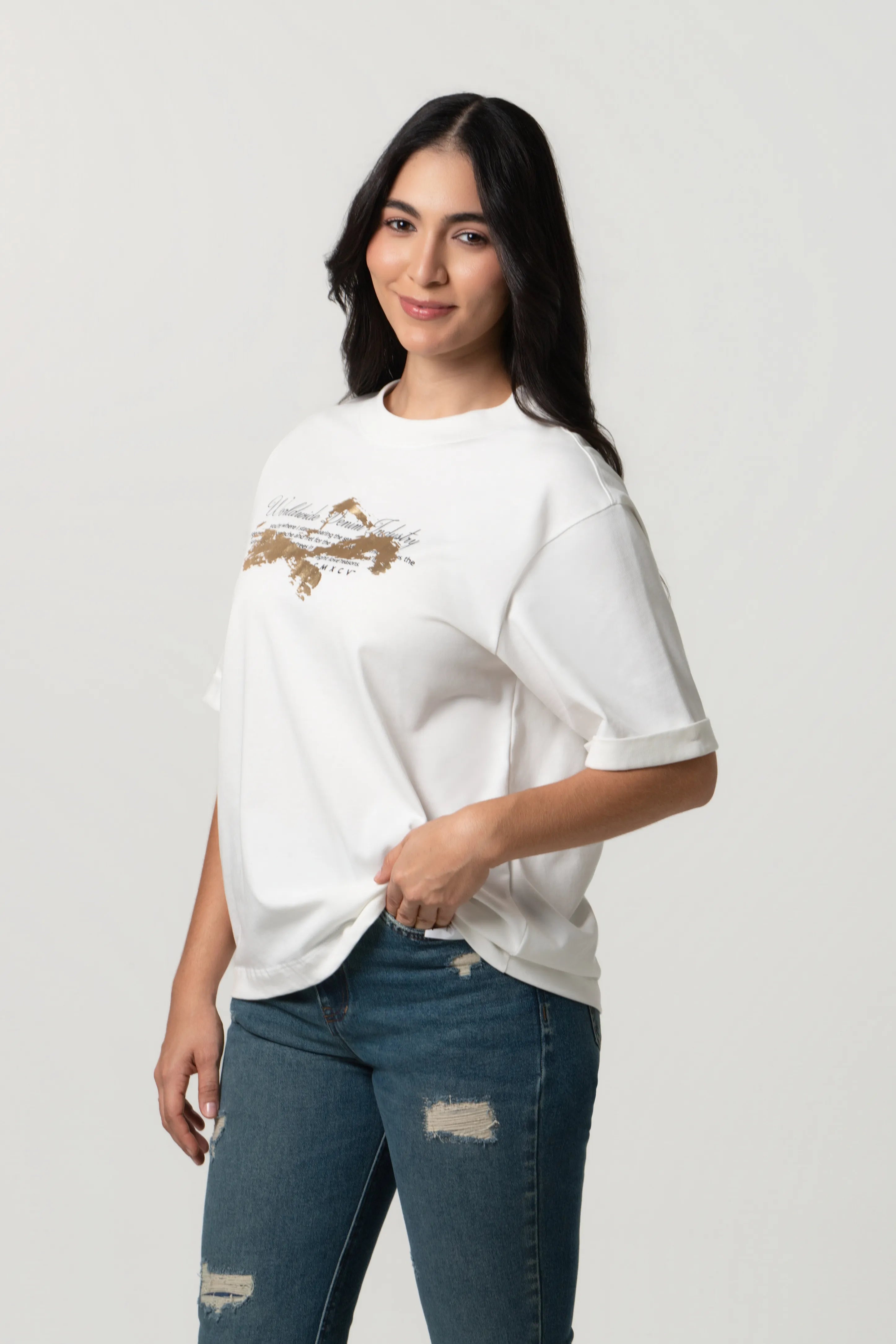 CAMISETA MANGA CORTA COLOR IVORY