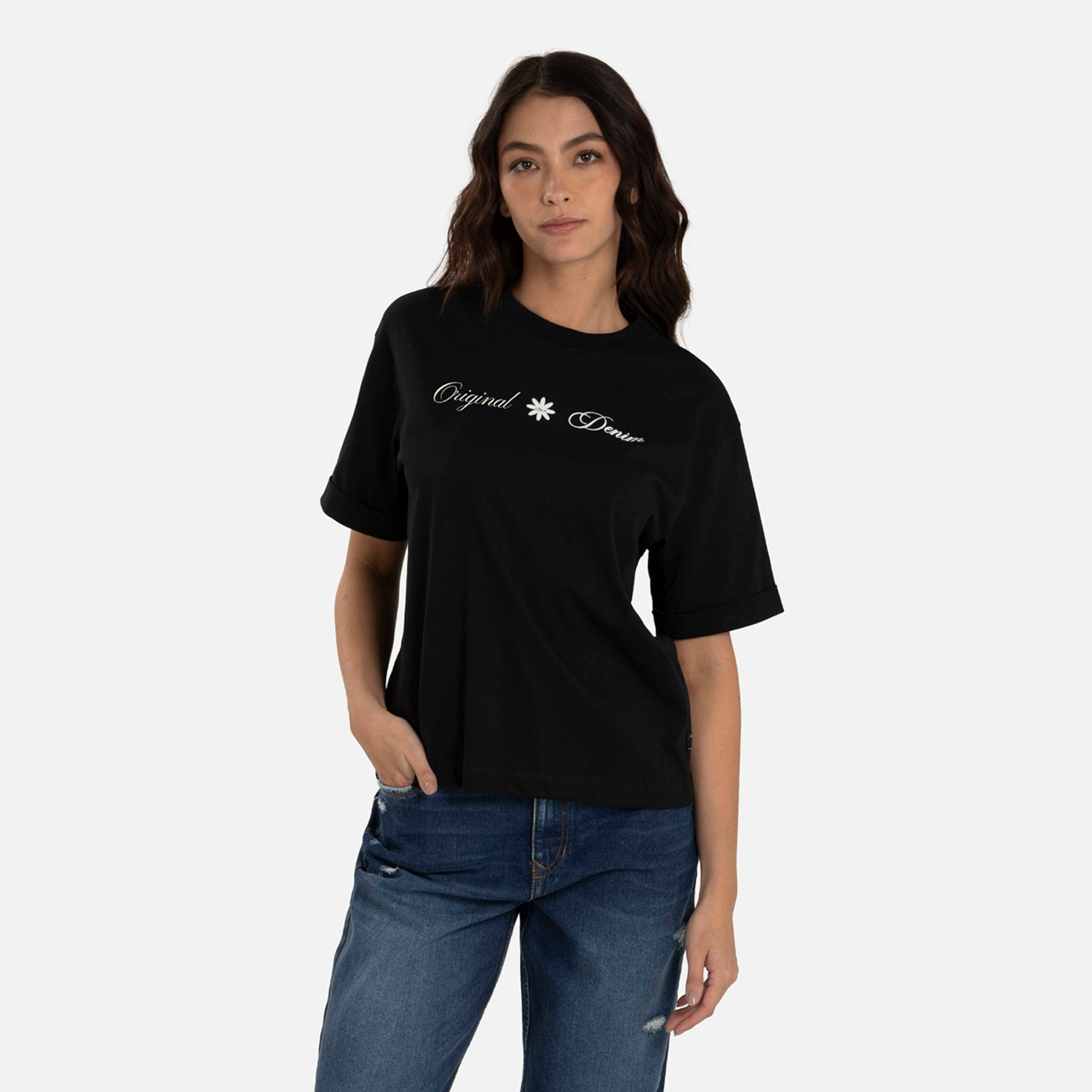 CAMISETA MANGA CORTA COLOR NEGRO