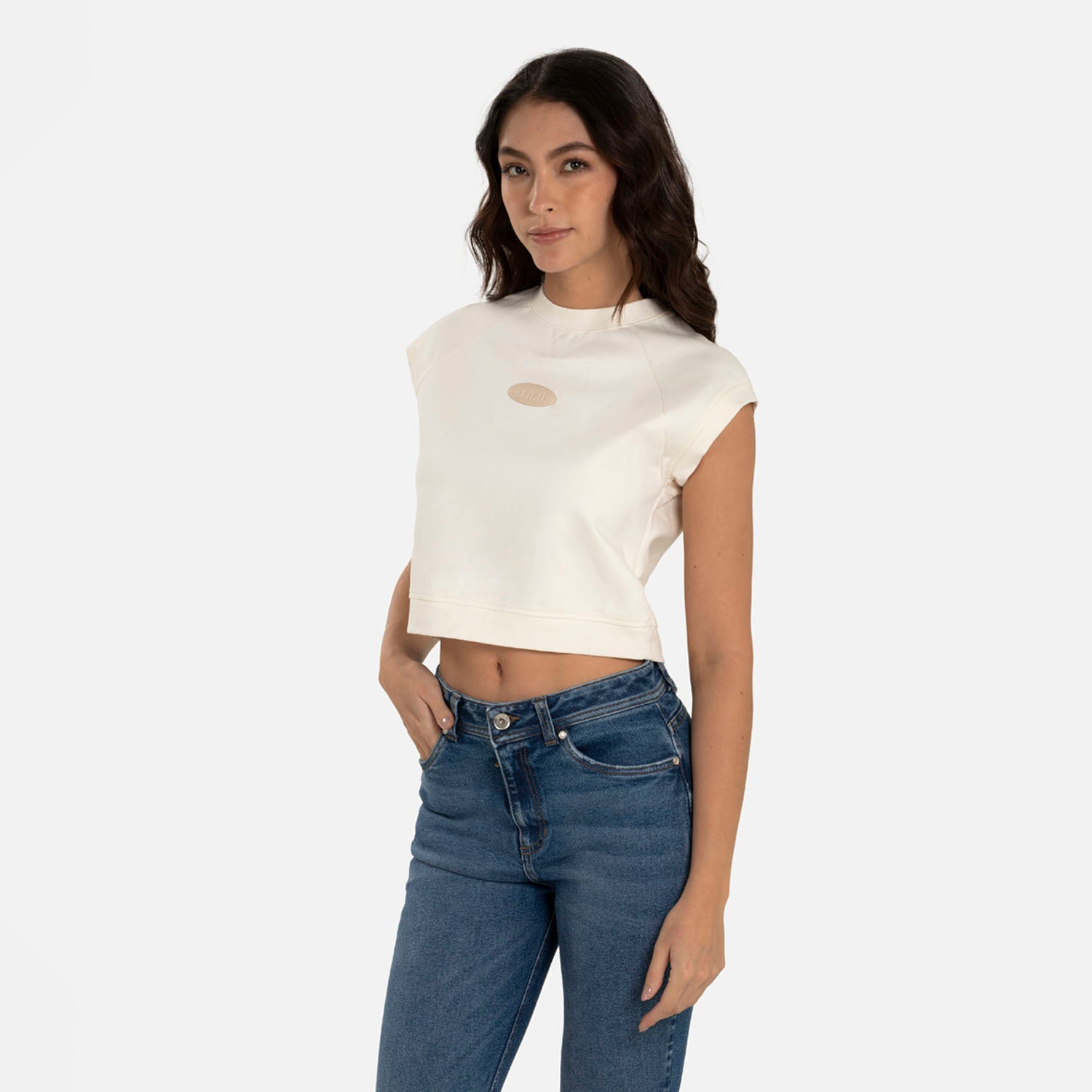 CAMISETA MANGA SISA COLOR IVORY