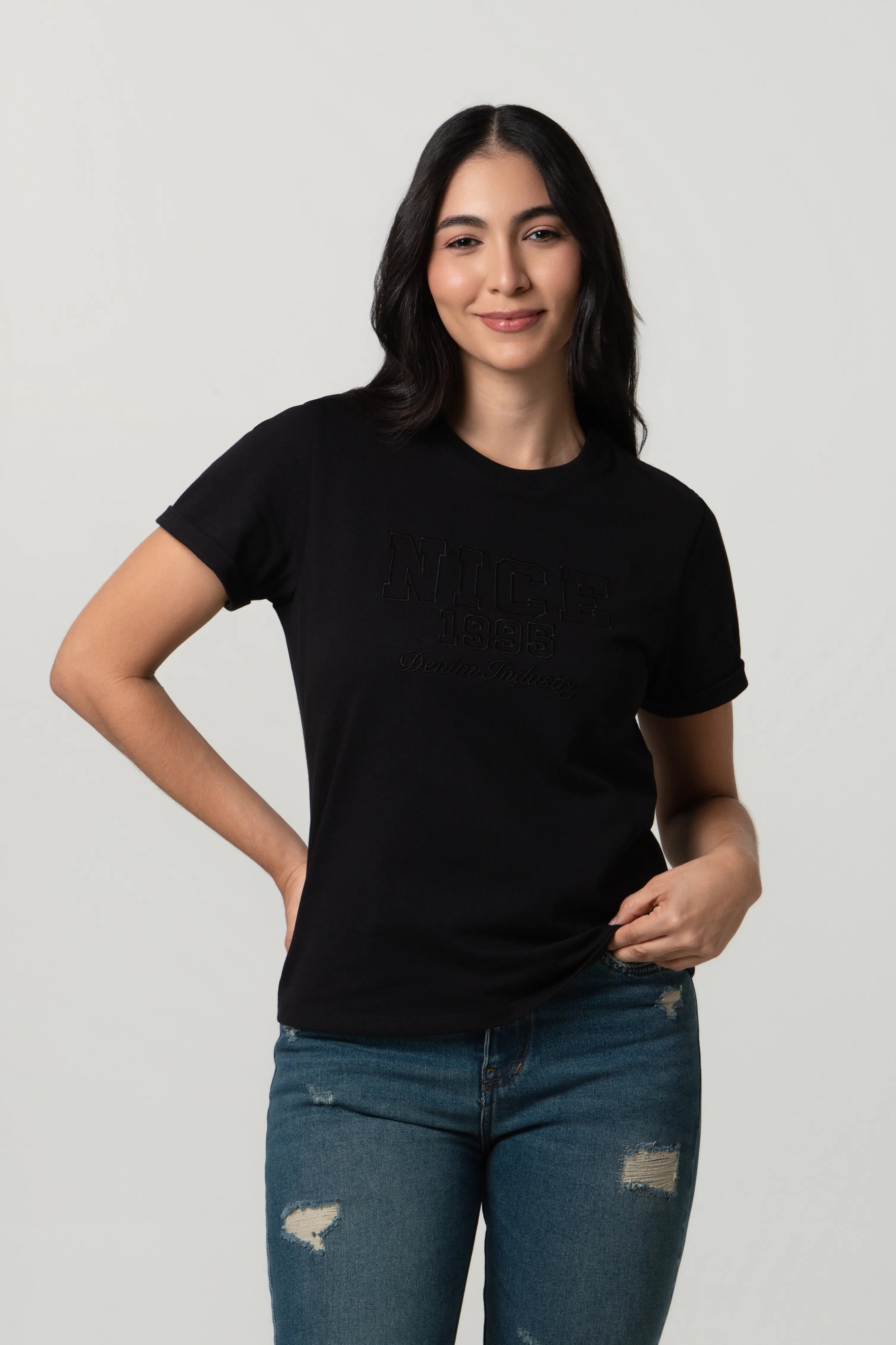 CAMISETA MANGA CORTA COLOR NEGRO