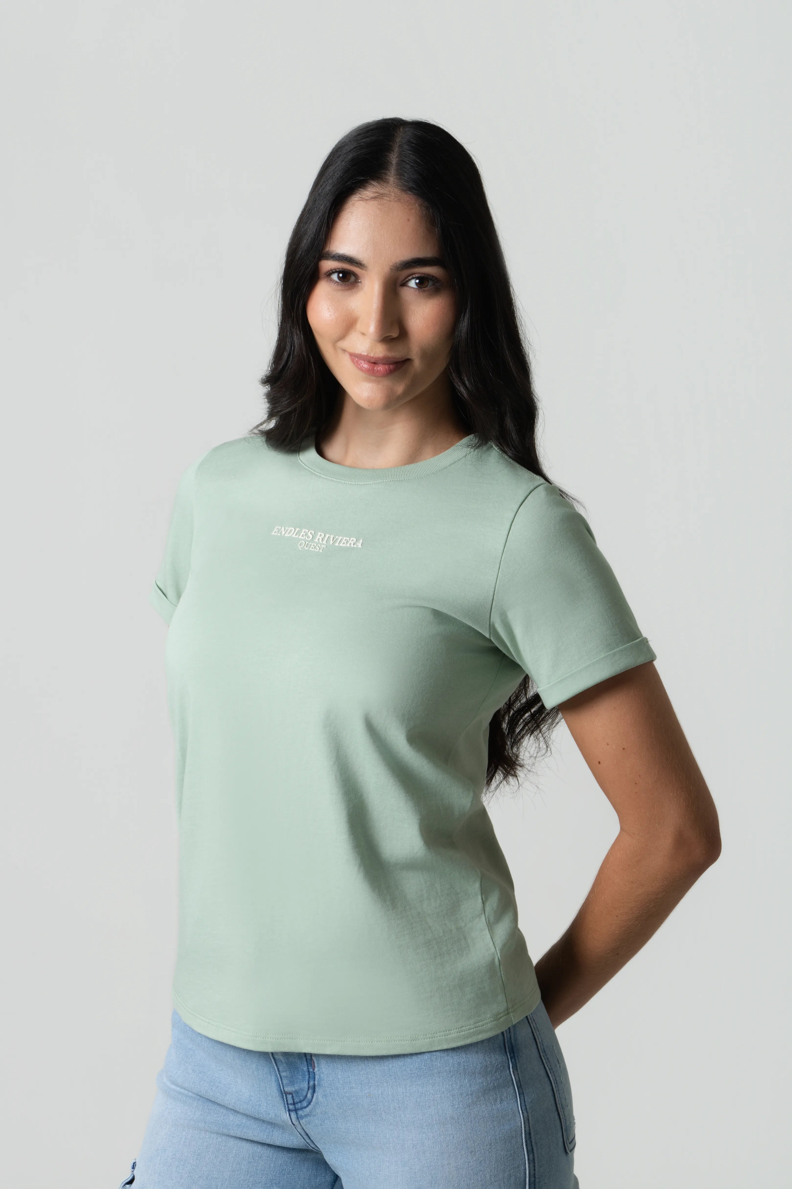 CAMISETA MANGA CORTA COLOR FROSTY GREEN