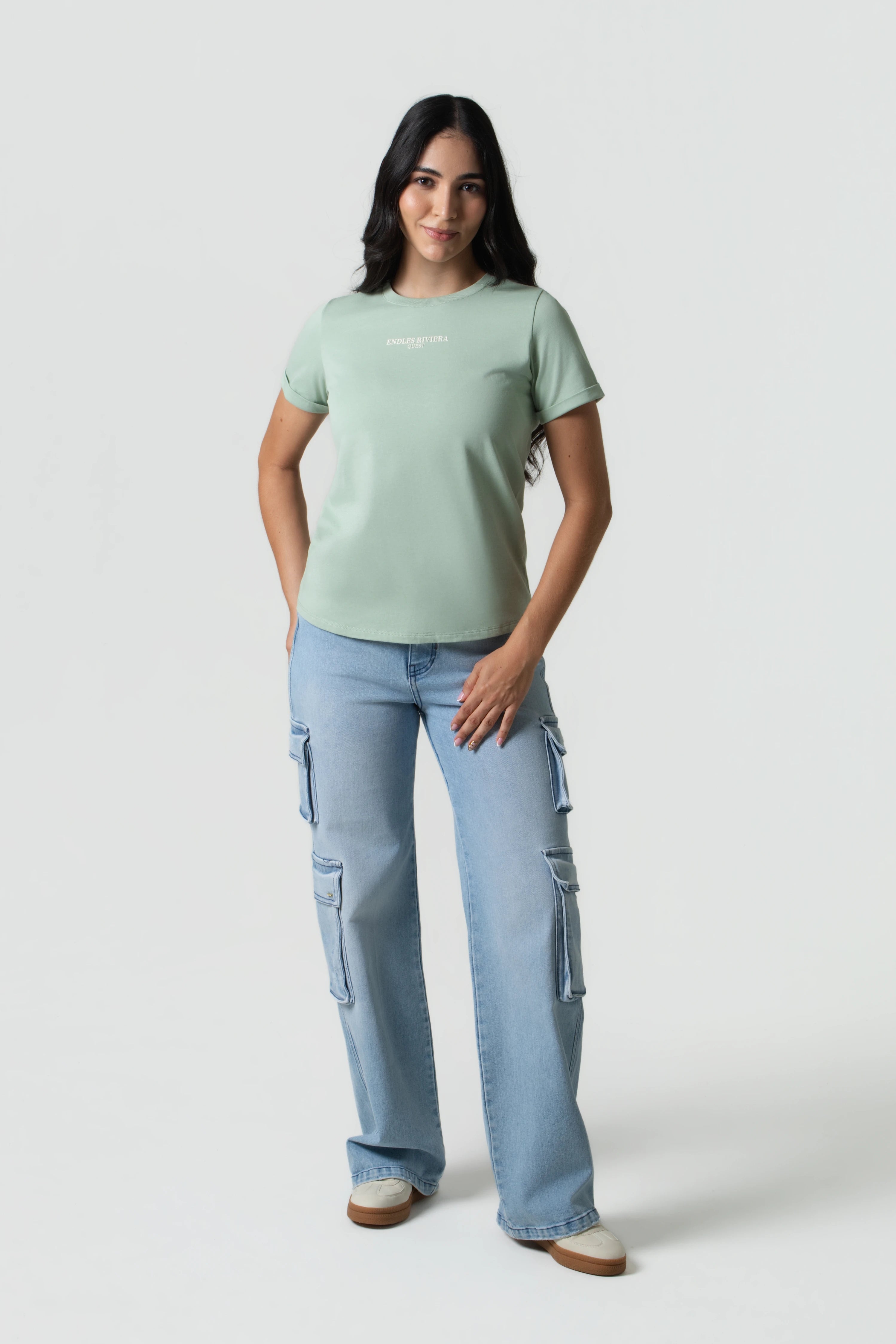 CAMISETA MANGA CORTA COLOR FROSTY GREEN