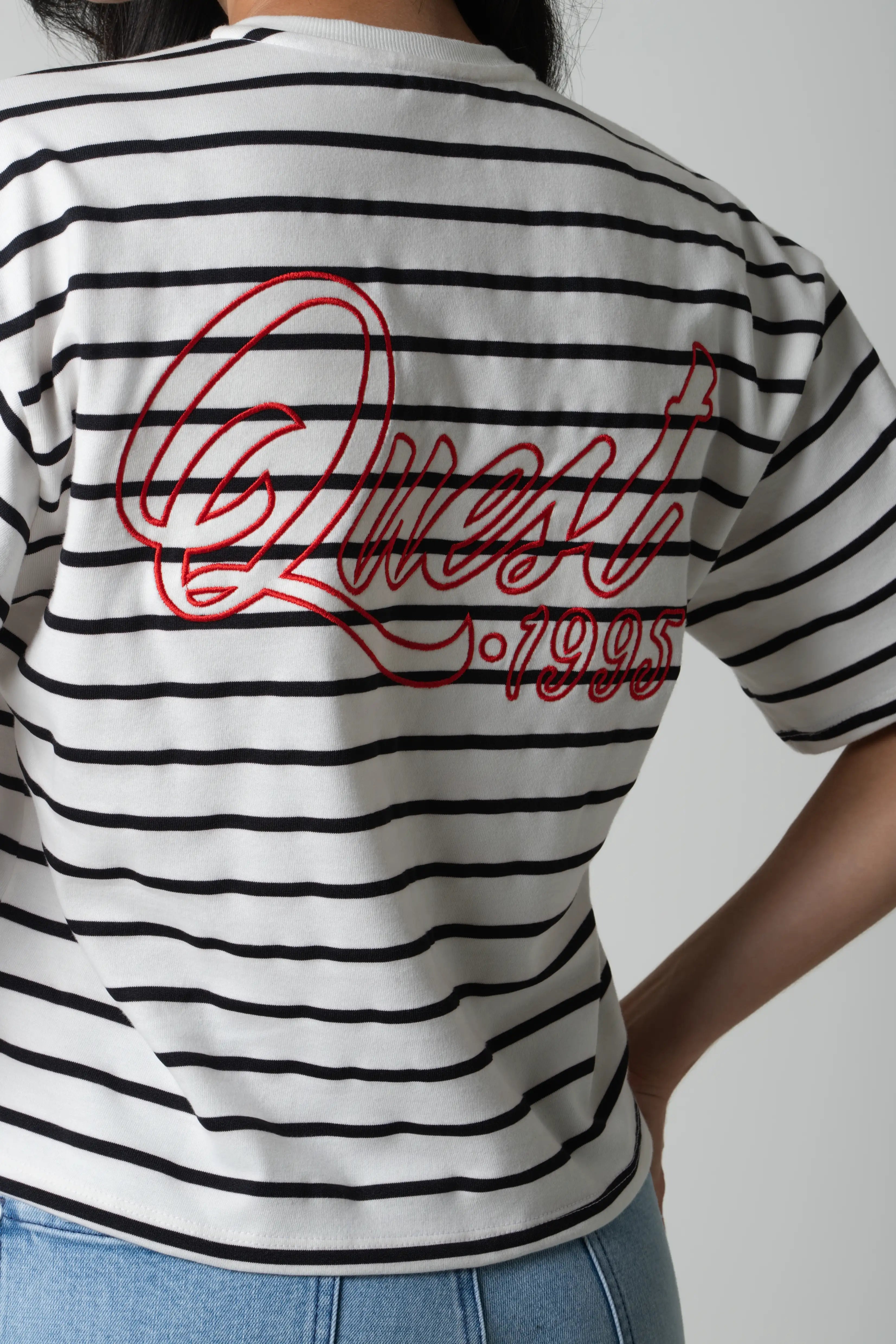 CAMISETA MANGA CORTA COLOR IVORY-AZUL OSCURO