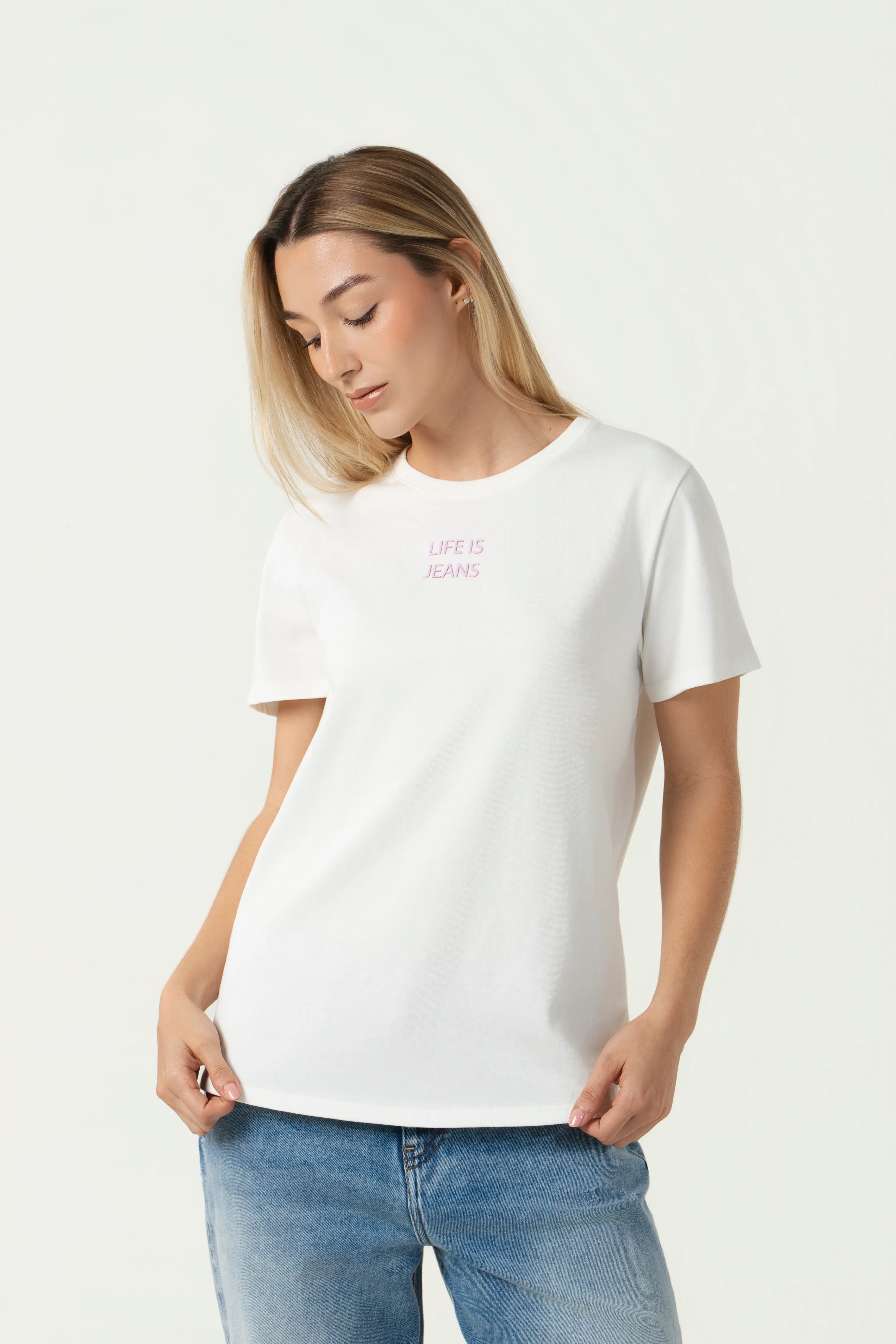 CAMISETA MANGA CORTA COLOR IVORY