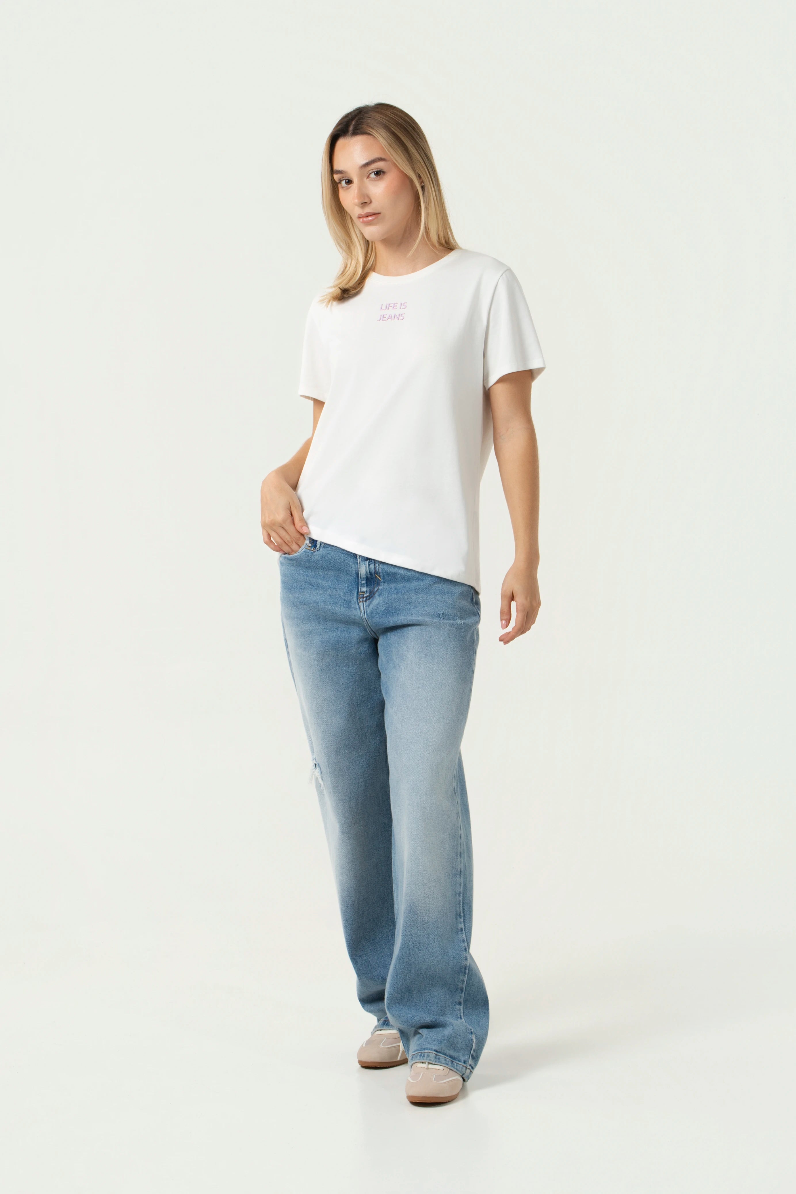CAMISETA MANGA CORTA COLOR IVORY