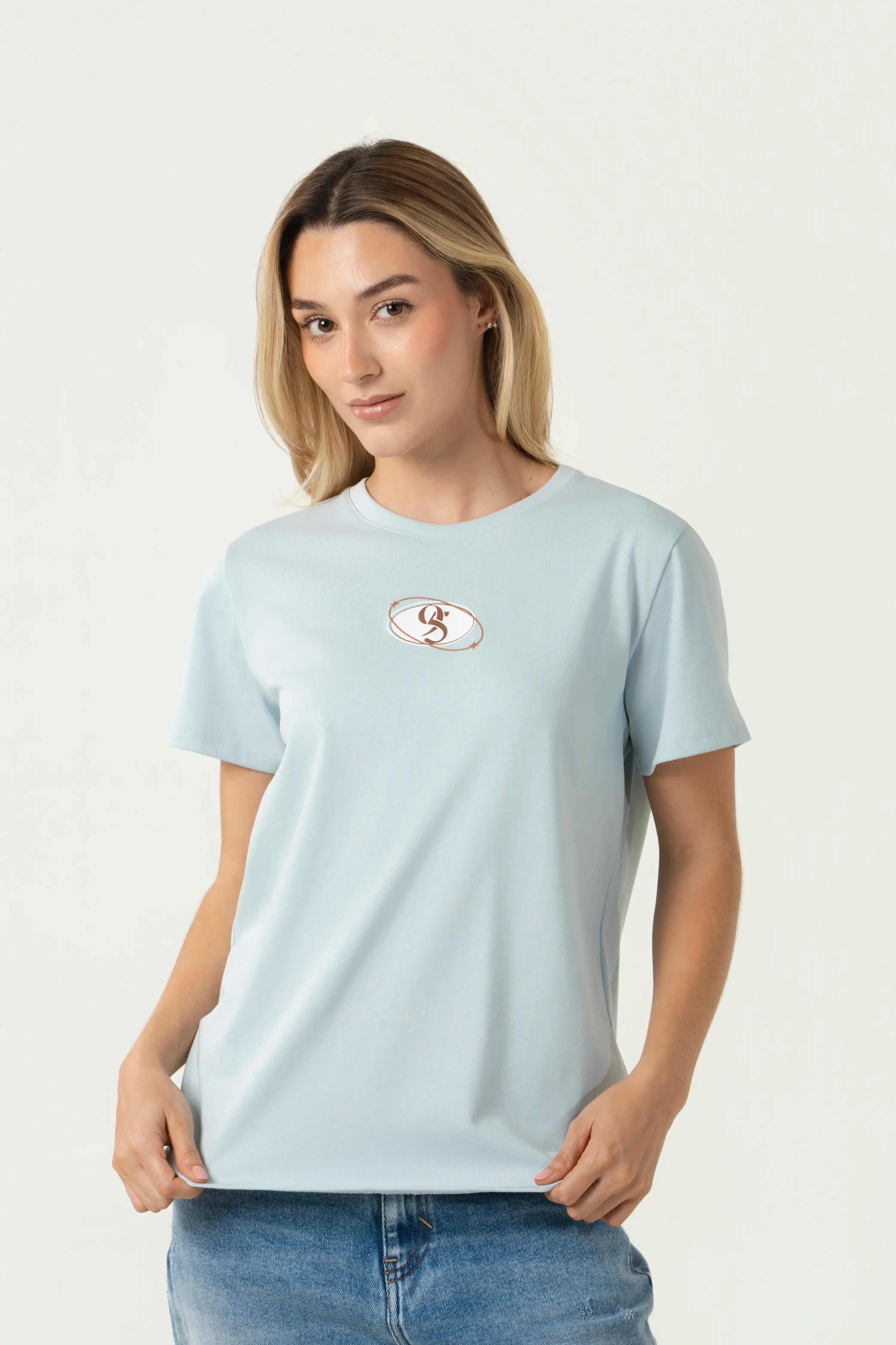 CAMISETA MANGA CORTA COLOR BABY BLUE