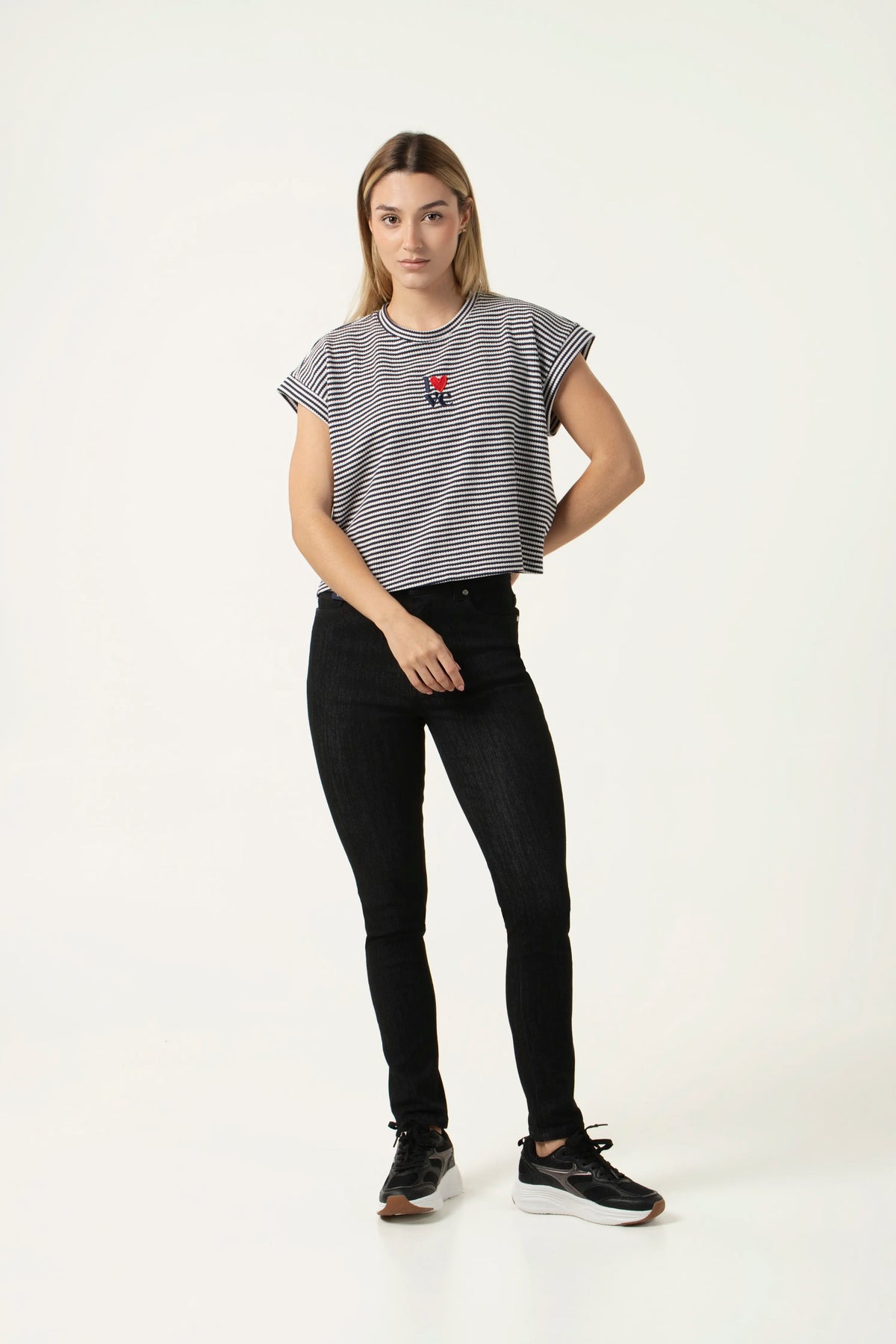 CAMISETA MANGA CORTA COLOR AZUL OSCURO-IVORY