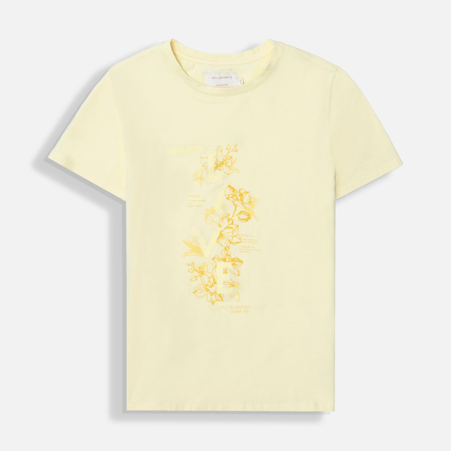 CAMISETA PREMIUM MANGA CORTA COLOR BANANA PALIDO
