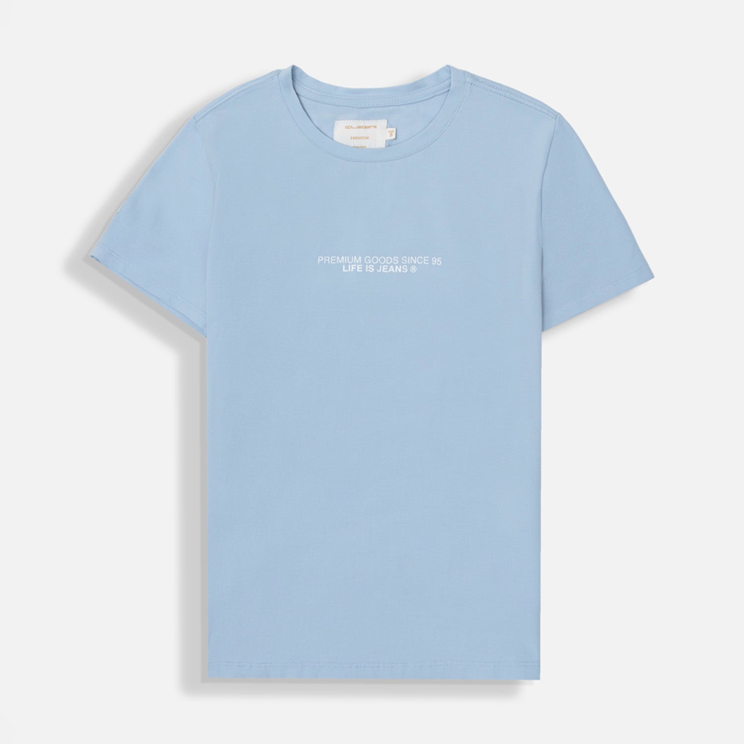 CAMISETA PREMIUM MANGA CORTA COLOR AZUL CHAMBRAY