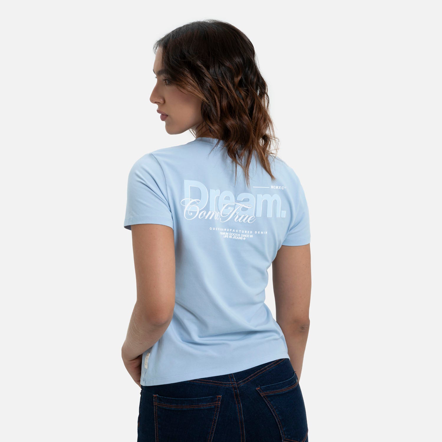 CAMISETA PREMIUM MANGA CORTA COLOR AZUL CHAMBRAY