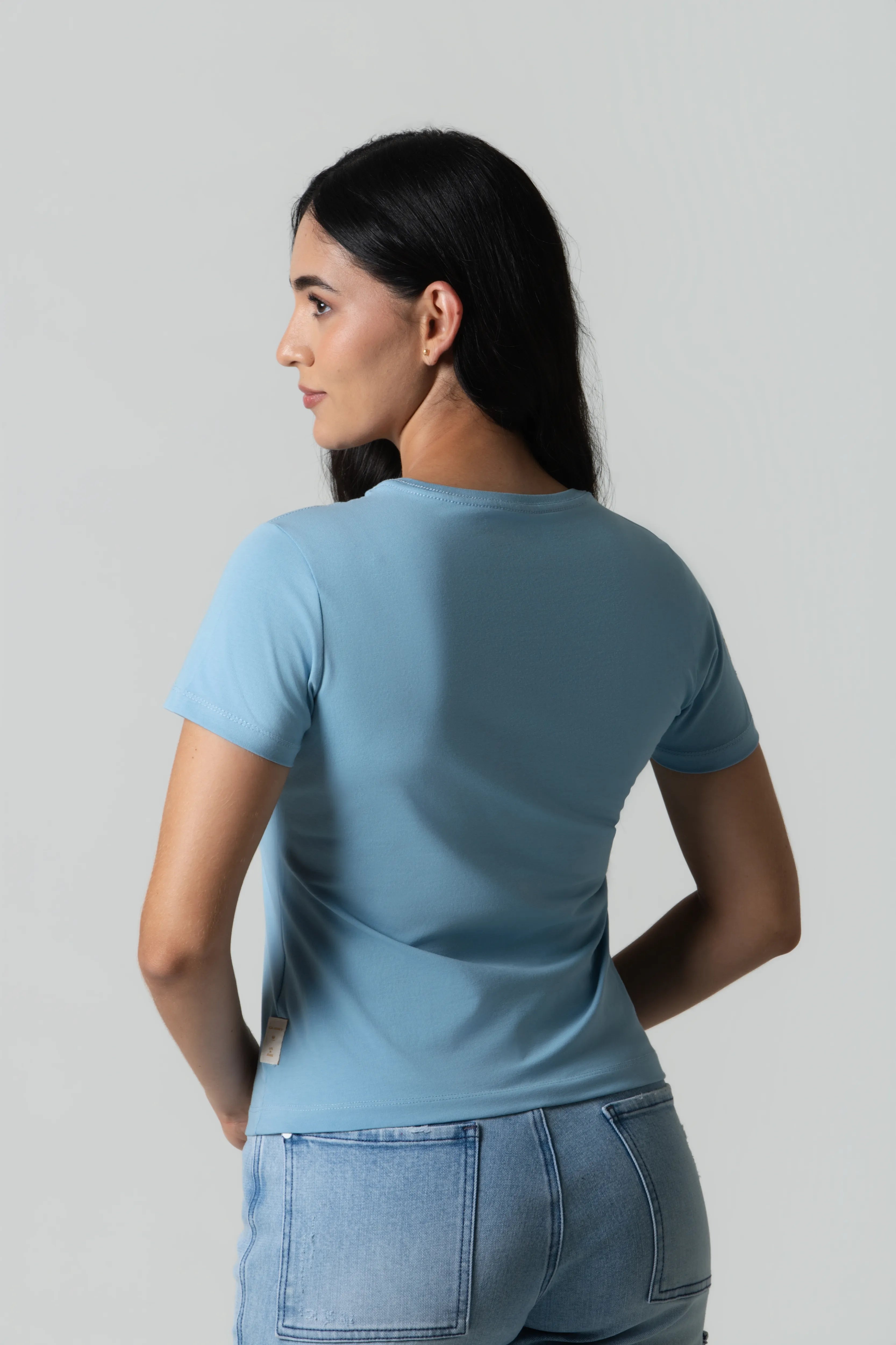 CAMISETA PREMIUM MANGA CORTA COLOR AZUL GLACIAR