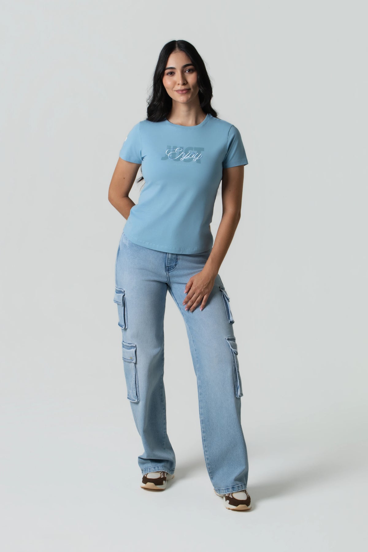 CAMISETA PREMIUM MANGA CORTA COLOR AZUL GLACIAR – Quest Colombia