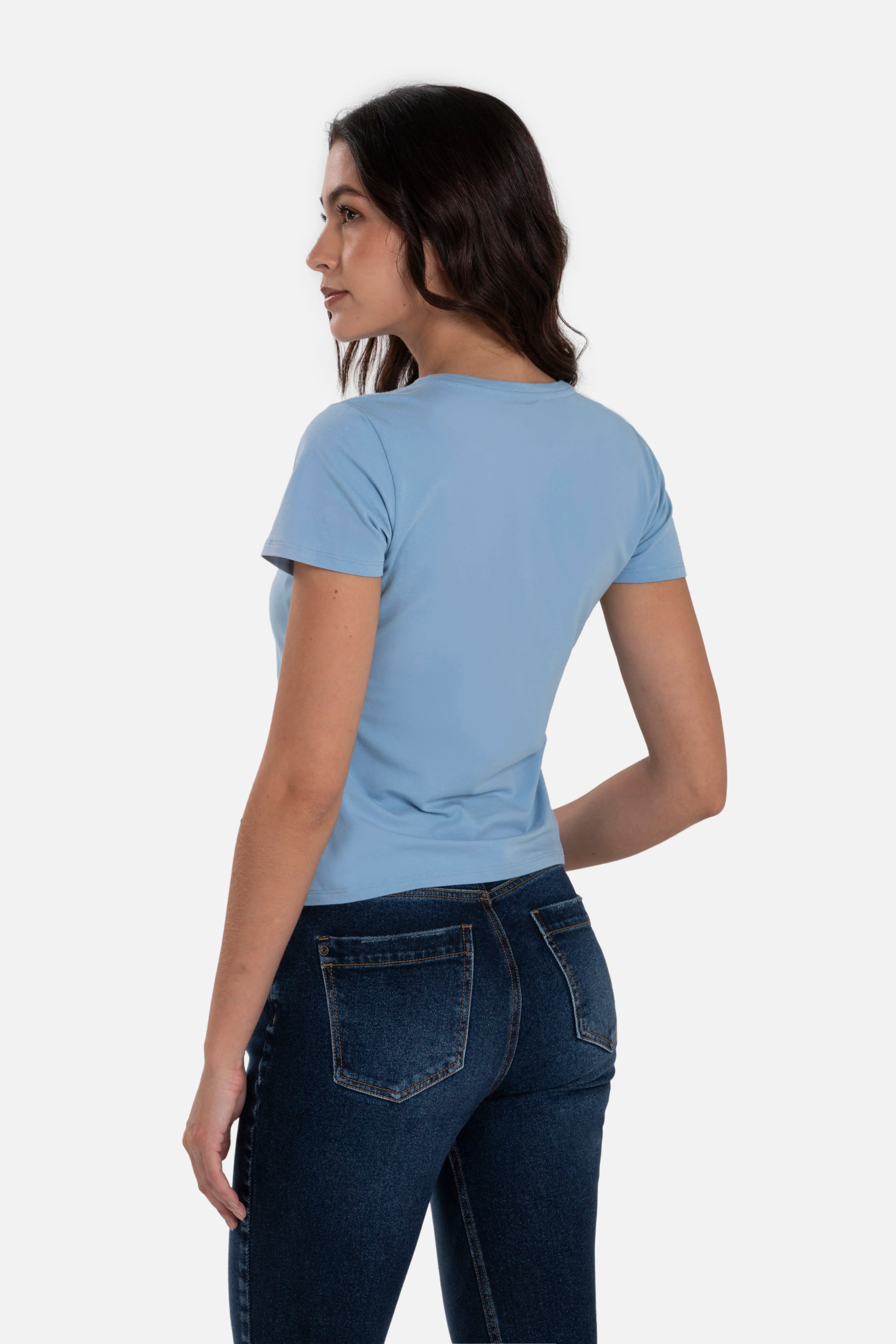 CAMISETA PREMIUM MANGA CORTA COLOR AZUL GLACIAR