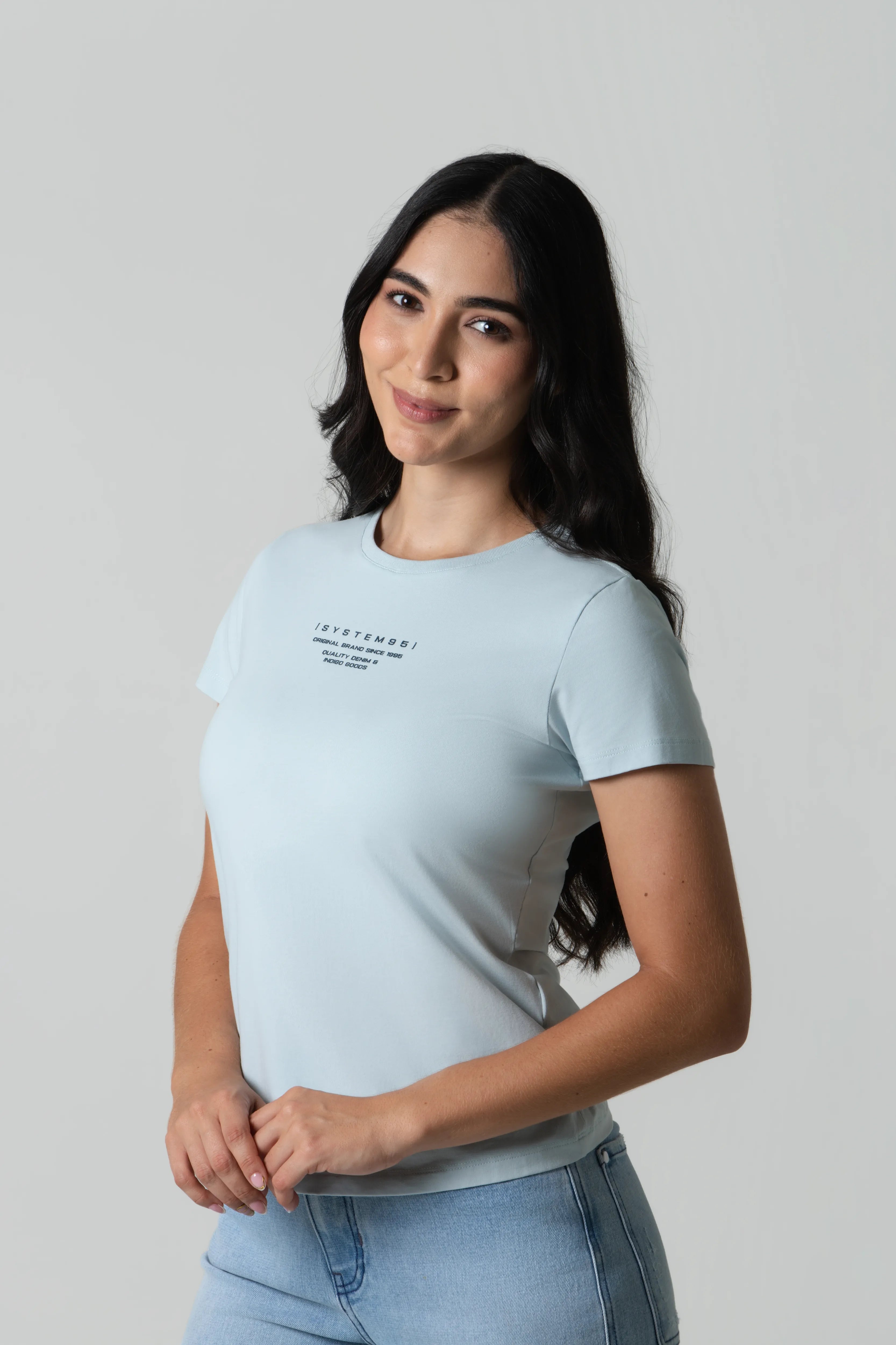 CAMISETA PREMIUM MANGA CORTA COLOR BABY BLUE
