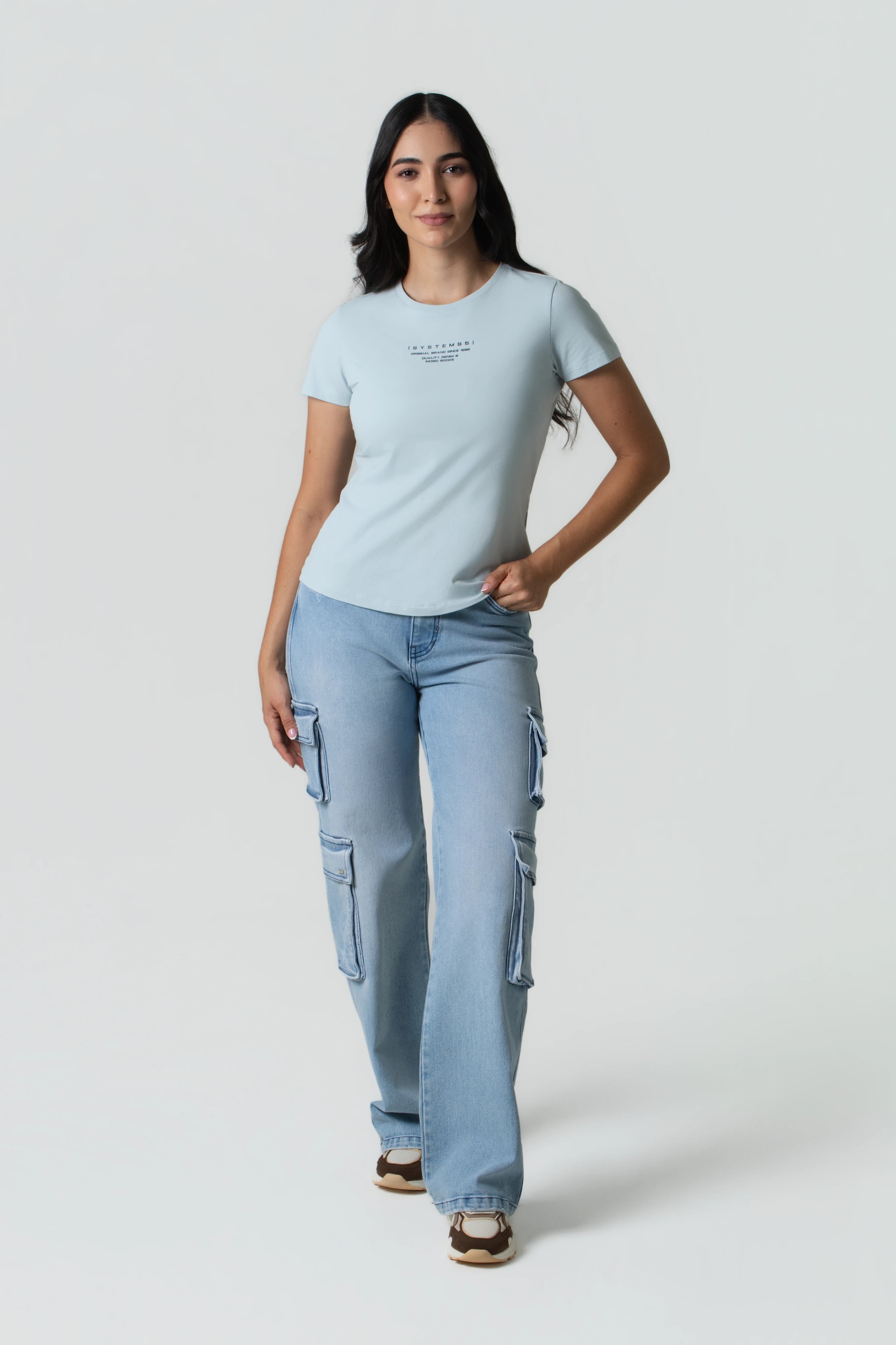CAMISETA PREMIUM MANGA CORTA COLOR BABY BLUE