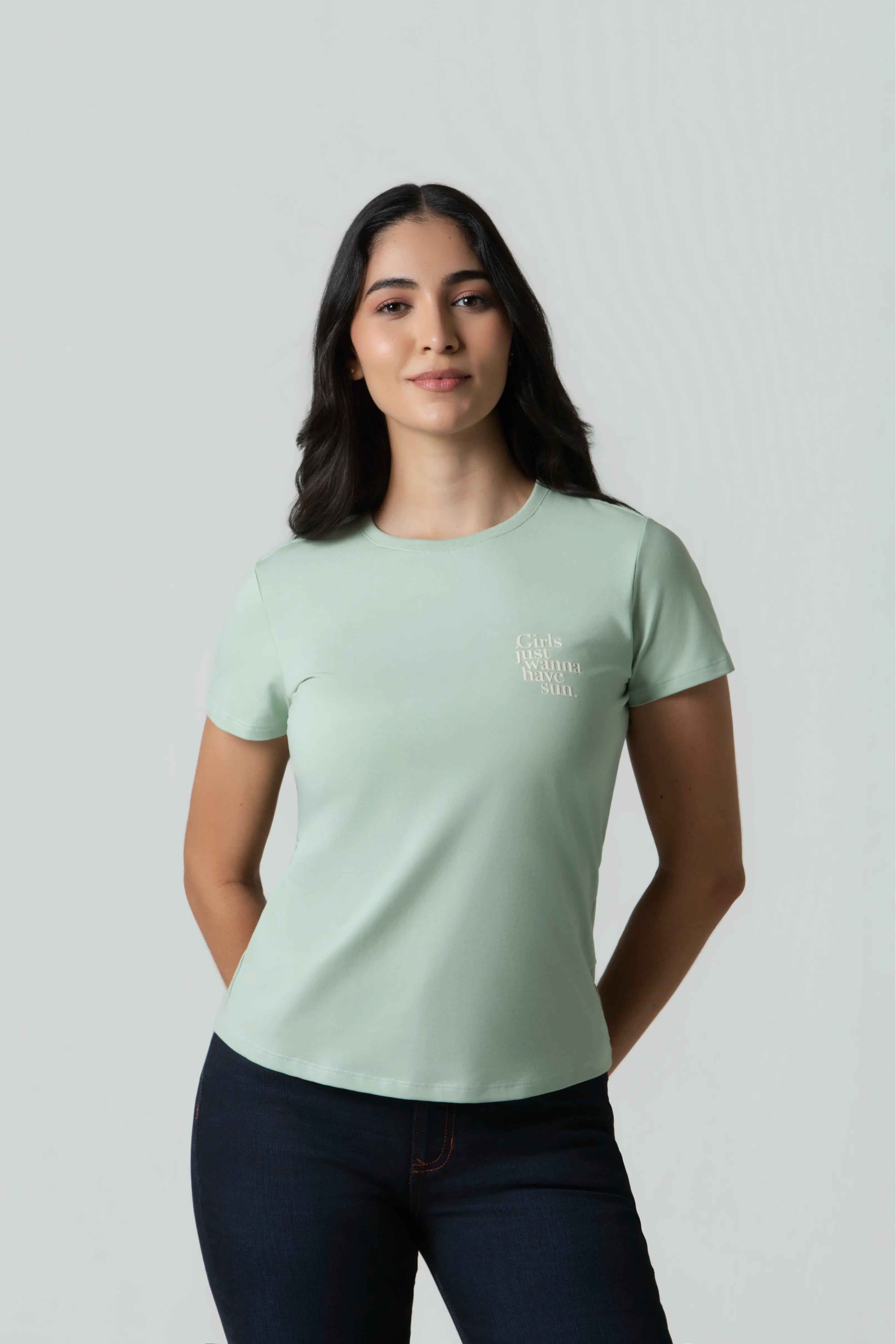 CAMISETA PREMIUM MANGA CORTA COLOR FROSTY GREEN