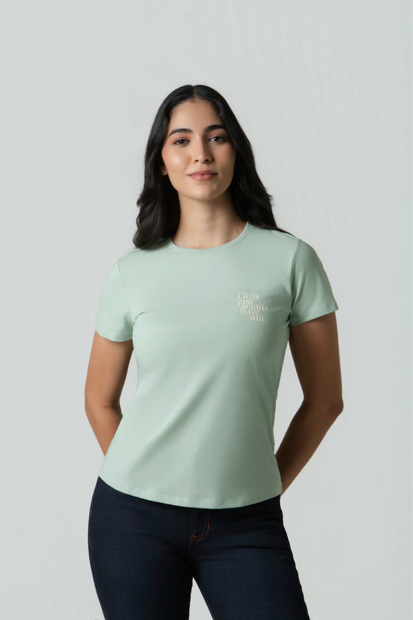 CAMISETA PREMIUM MANGA CORTA COLOR FROSTY GREEN