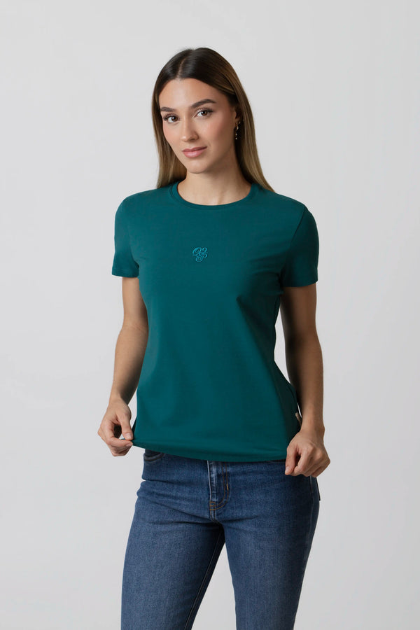 CAMISETA PREMIUM MANGA CORTA COLOR VERDE TEAL