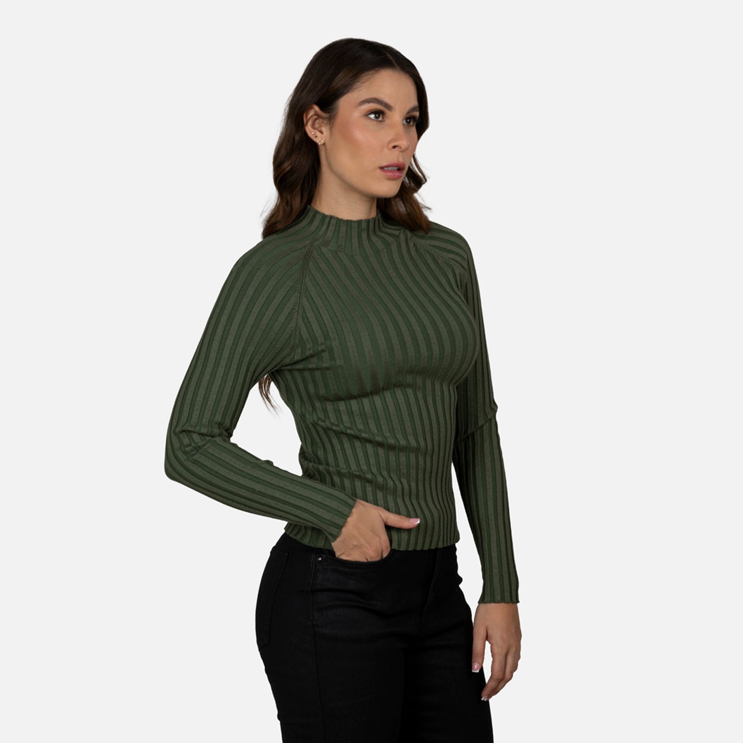 SWEATER CERRADO COLOR VERDE OIL