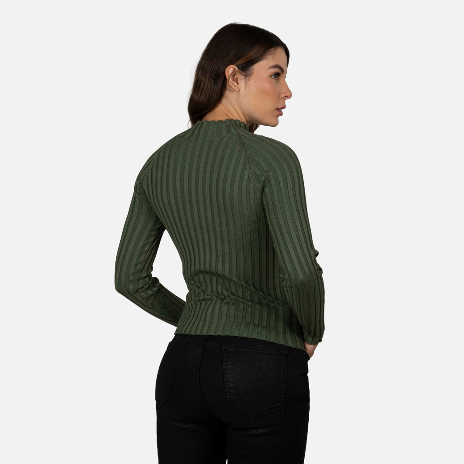 SWEATER CERRADO COLOR VERDE OIL