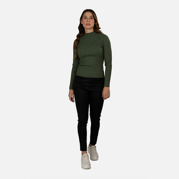 SWEATER CERRADO COLOR VERDE OIL