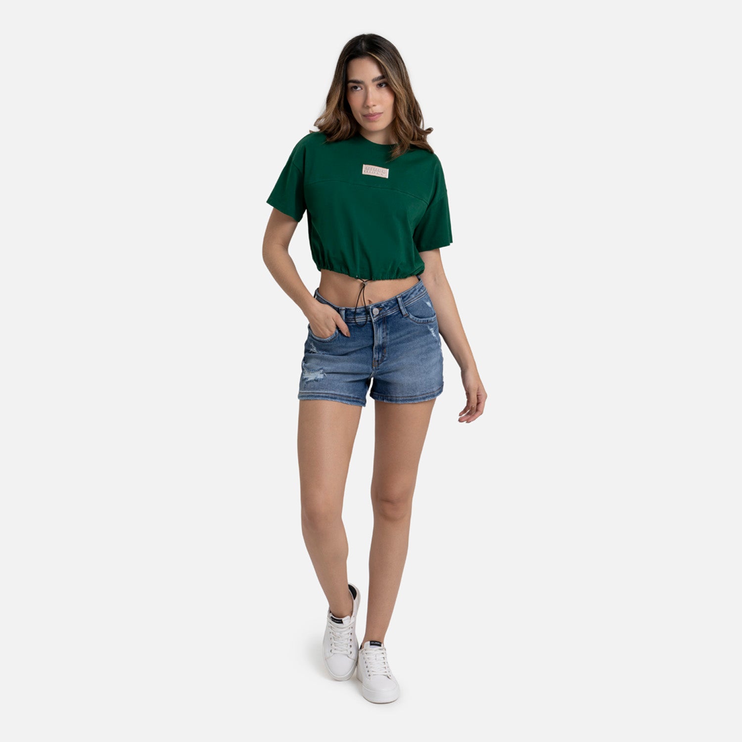 SHORT 5 BOLSILLOS COLOR AZUL MEDIO