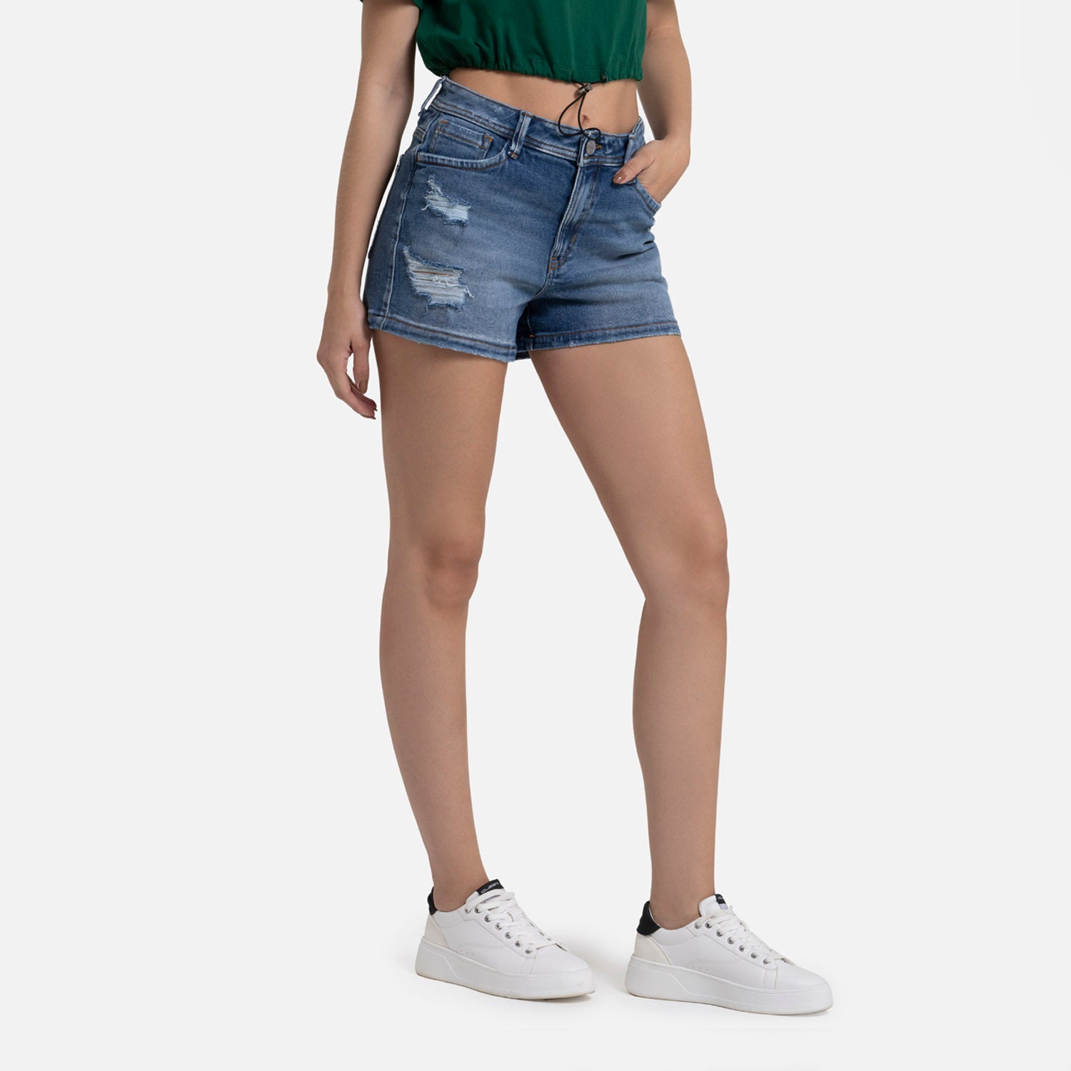 SHORT 5 BOLSILLOS COLOR AZUL MEDIO