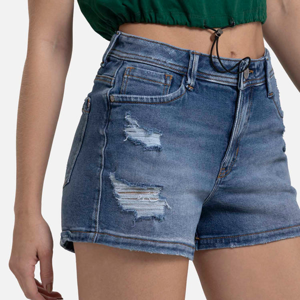 SHORT 5 BOLSILLOS COLOR AZUL MEDIO