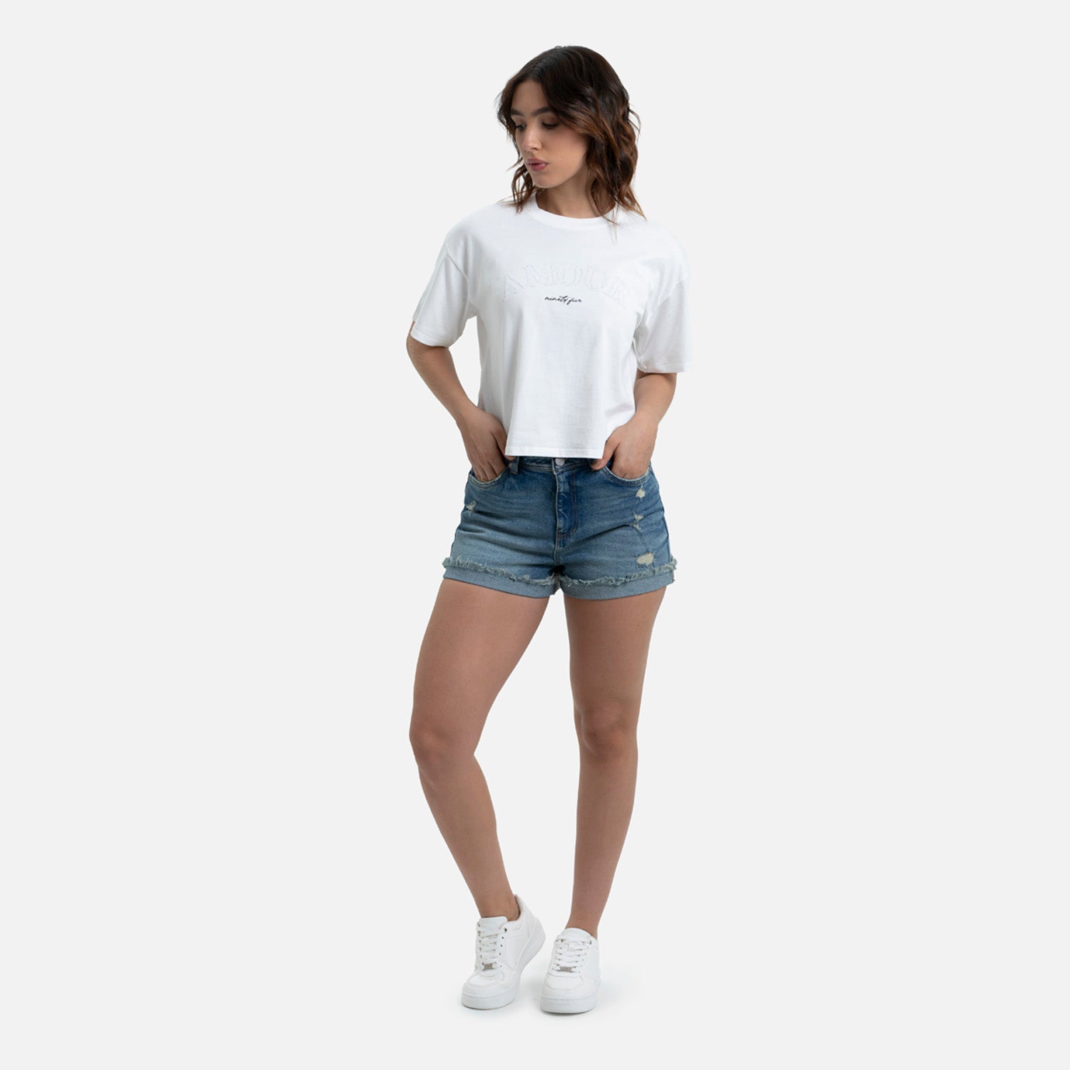 SHORT 5 BOLSILLOS COLOR AZUL MEDIO