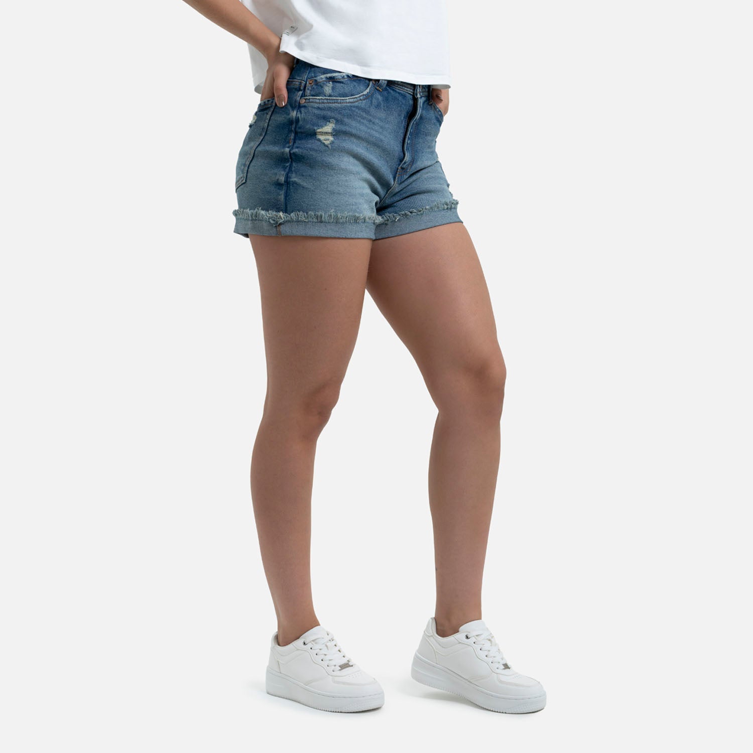 SHORT 5 BOLSILLOS COLOR AZUL MEDIO