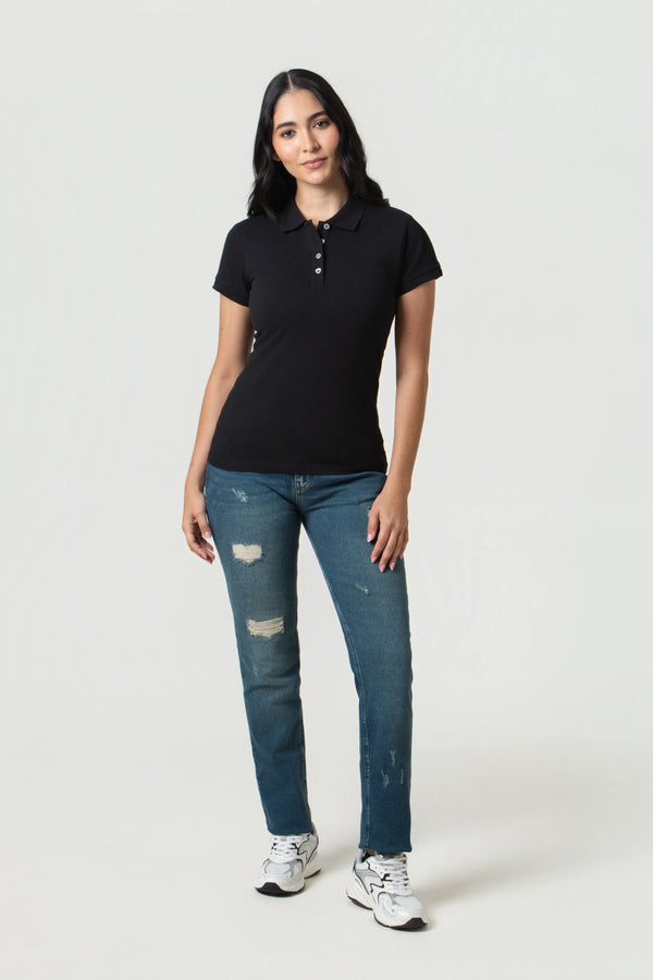 POLO SLIM COLOR NEGRO