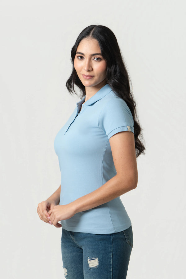 POLO SLIM COLOR AZUL GLACIAR