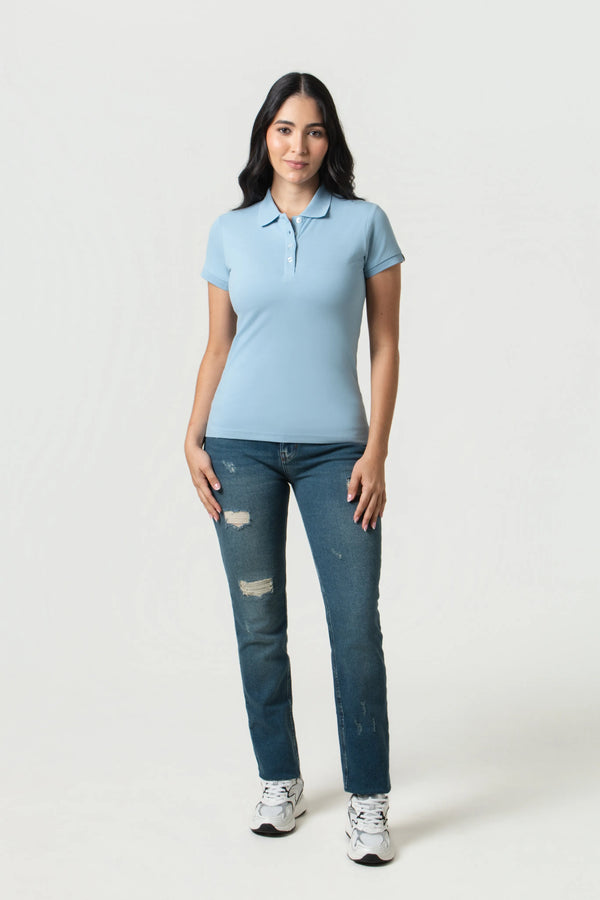 POLO SLIM COLOR AZUL GLACIAR